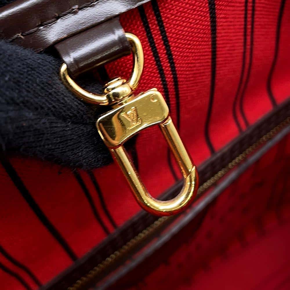 LOUIS VUITTON Neverfull Red N41359 Damier Ebene Canvas Size PM