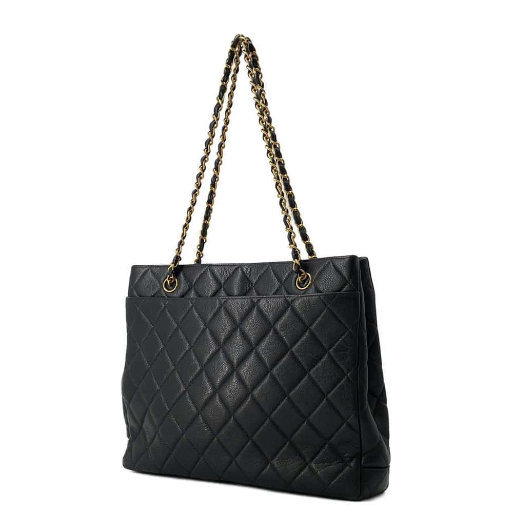 CHANEL Matelasse Chain Tote Black Caviar Leather