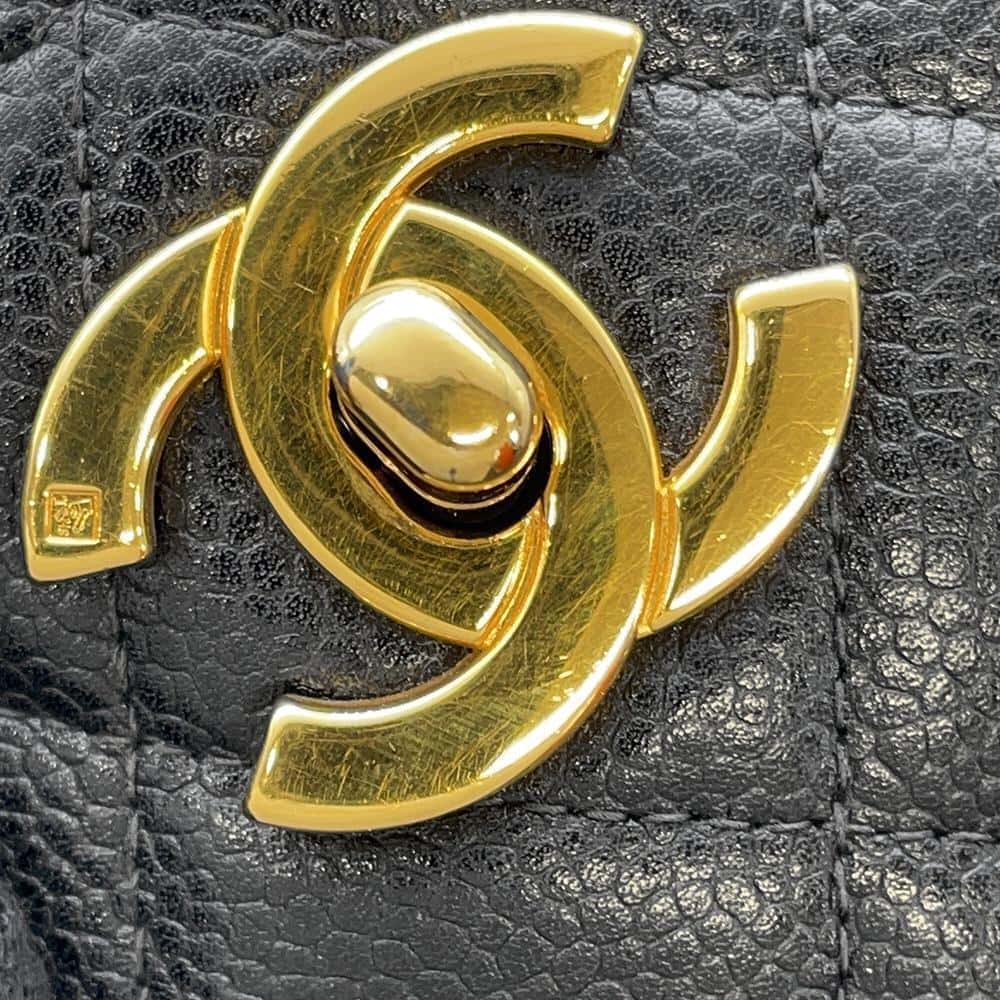 CHANEL Matelasse Chain Tote Black Caviar Leather