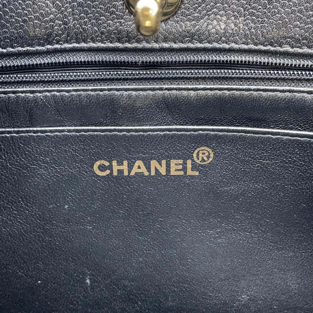 CHANEL Matelasse Chain Tote Black Caviar Leather