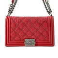 CHANEL Boy Chanel ChainShoulder Studded RedA67086 Vintage calf Size 25