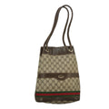 GUCCI GG Supreme Web Sherry Line Hand Bag PVC Beige Green Red 98868