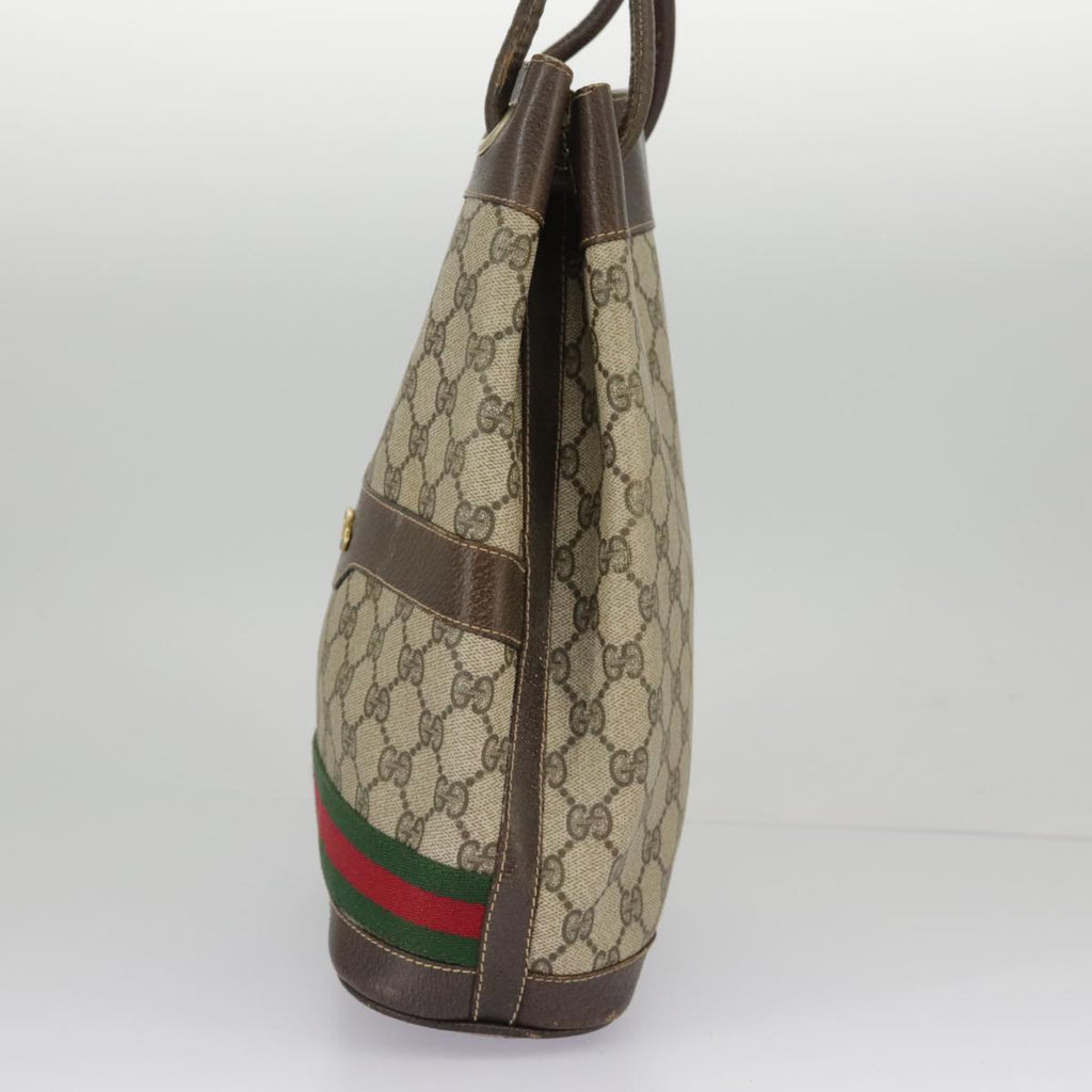GUCCI GG Supreme Web Sherry Line Hand Bag PVC Beige Green Red 98868