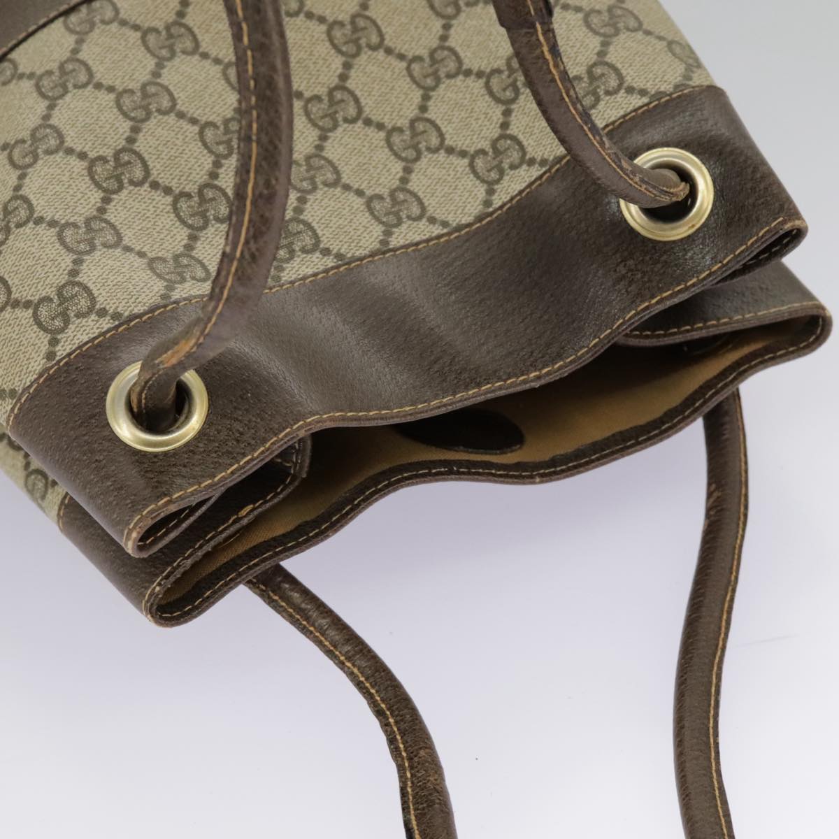 GUCCI GG Supreme Web Sherry Line Hand Bag PVC Beige Green Red 98868