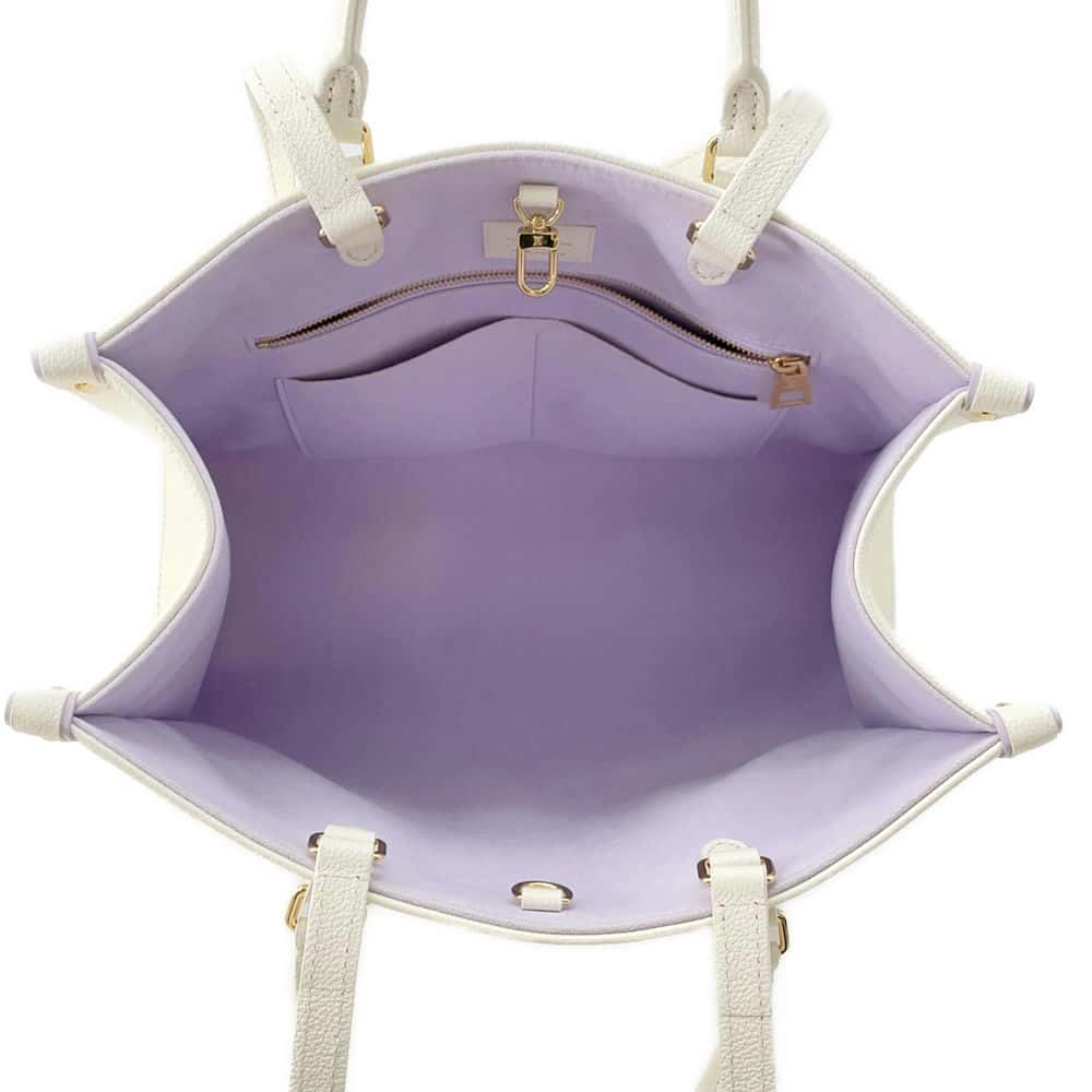 LOUIS VUITTON Onthego Latte White/Lilac M23937 Monogram Empreinte Leather Size MM