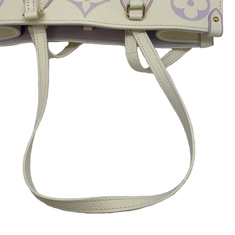 LOUIS VUITTON Onthego Latte White/Lilac M23937 Monogram Empreinte Leather Size MM