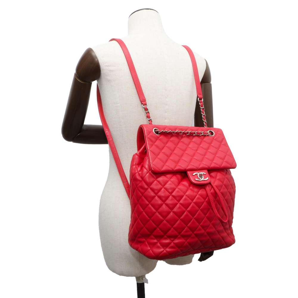 CHANEL Matelasse Urban Spirit Backpack RedA91122 Lambskin Size Large