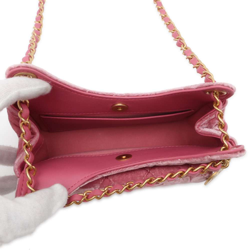 CHANEL Hobo Bag PinkAS4323 Velour Leather Size Small