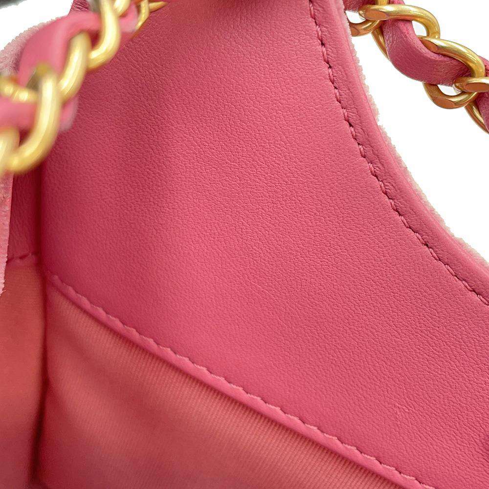 CHANEL Hobo Bag PinkAS4323 Velour Leather Size Small