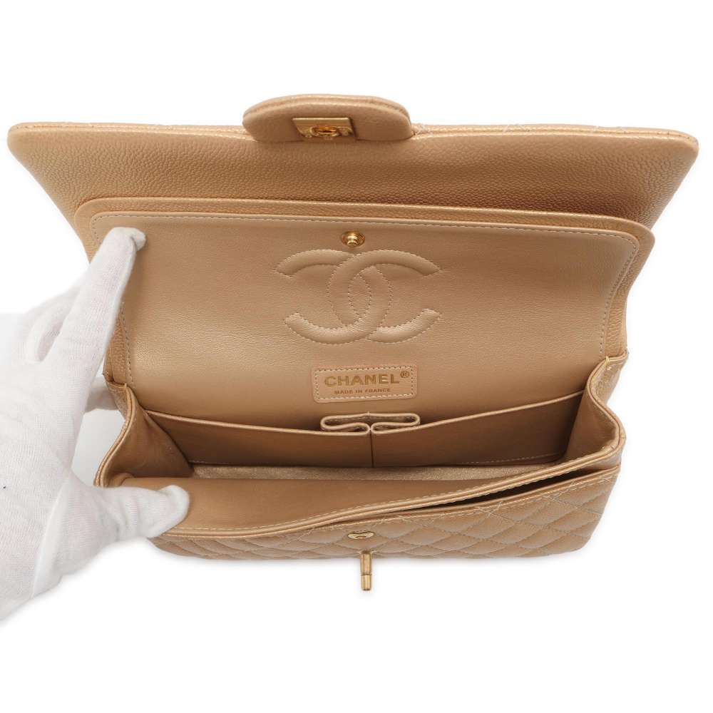 CHANEL Matelasse Chain Shoulder Bag GoldA01112 Caviar Leather Size 25