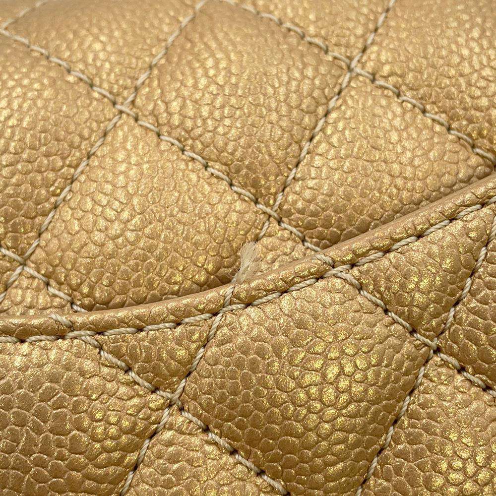 CHANEL Matelasse Chain Shoulder Bag GoldA01112 Caviar Leather Size 25