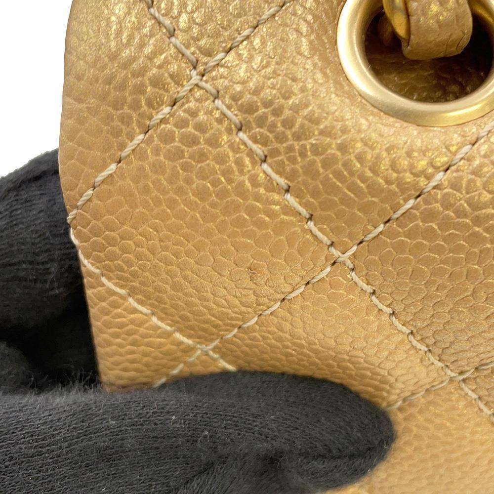 CHANEL Matelasse Chain Shoulder Bag GoldA01112 Caviar Leather Size 25