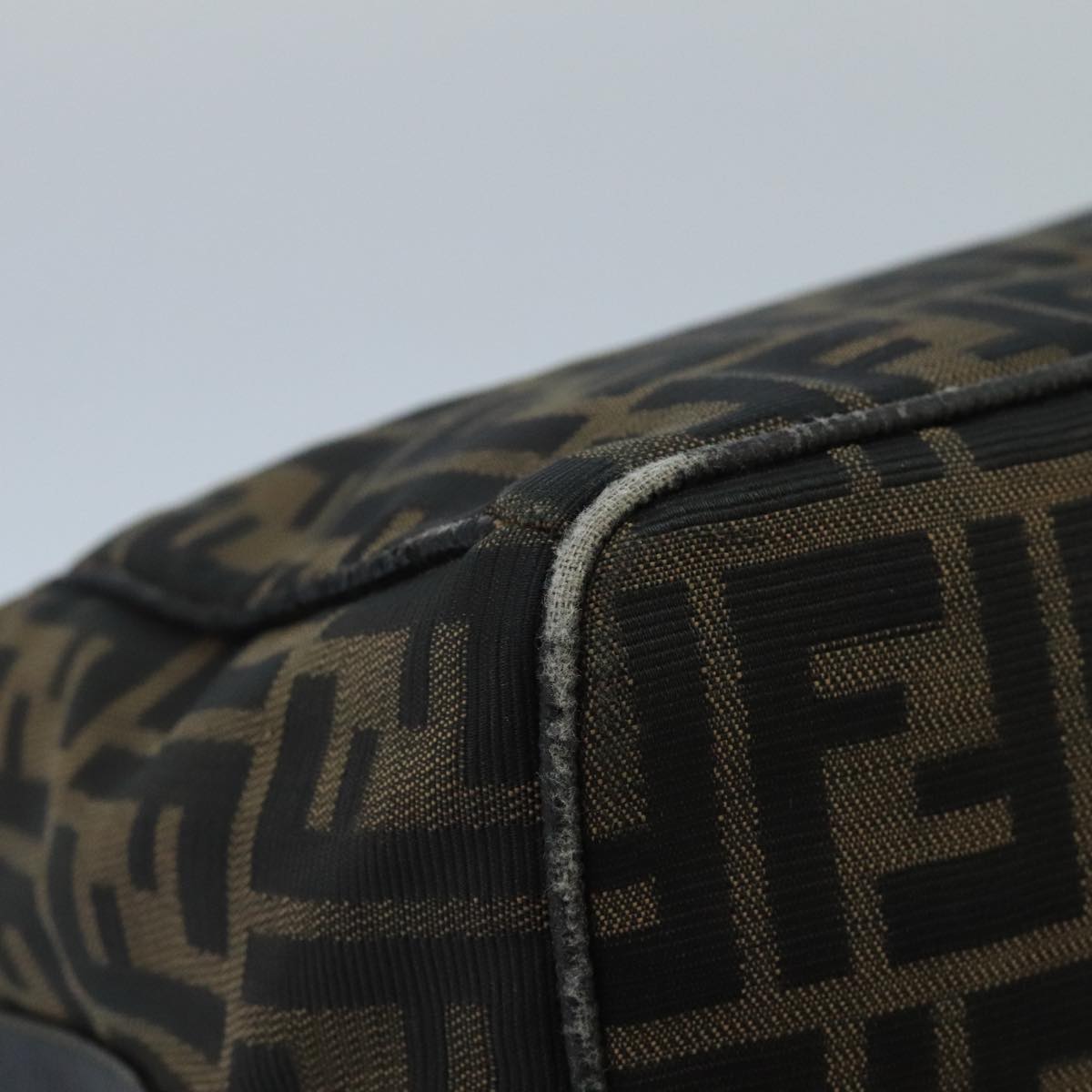 FENDI Zucca Canvas Vanity Pouch Brown Black Gold 98904