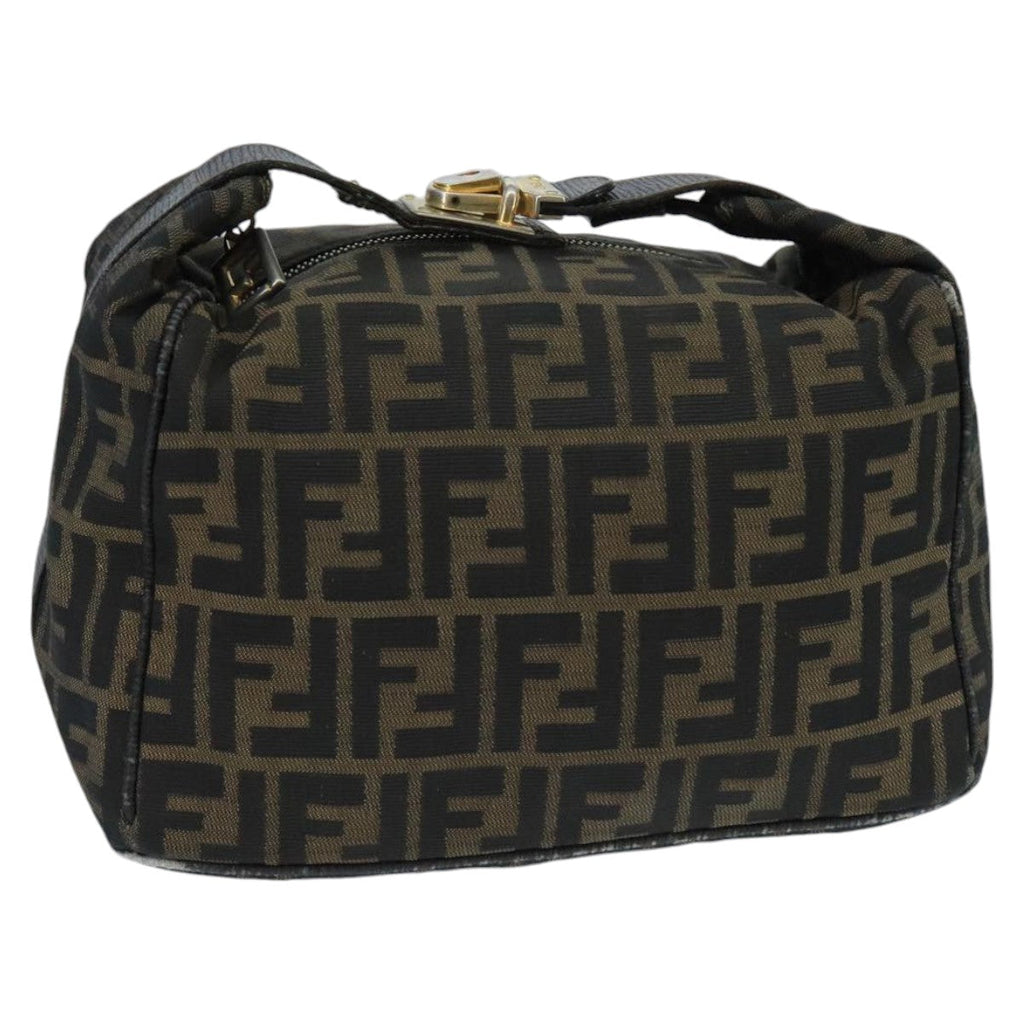 FENDI Zucca Canvas Vanity Pouch Brown Black Gold 98904