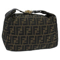 FENDI Zucca Canvas Vanity Pouch Brown Black Gold 98904