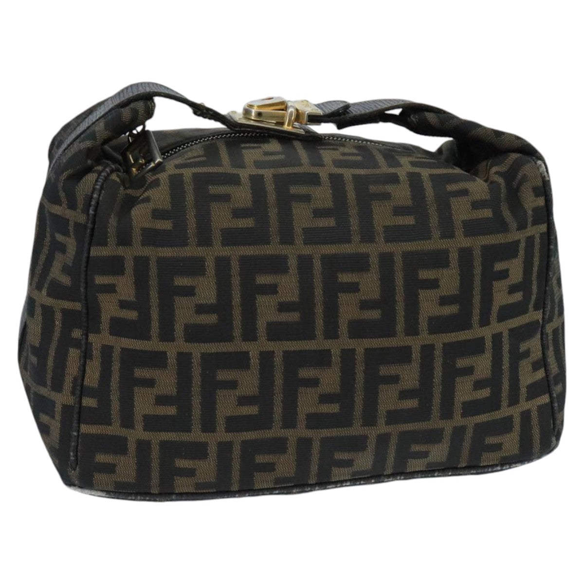 FENDI Zucca Canvas Vanity Pouch Brown Black Gold 98904