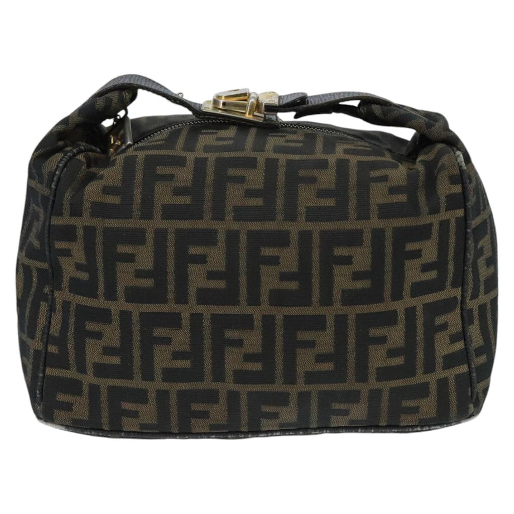 FENDI Zucca Canvas Vanity Pouch Brown Black Gold 98904