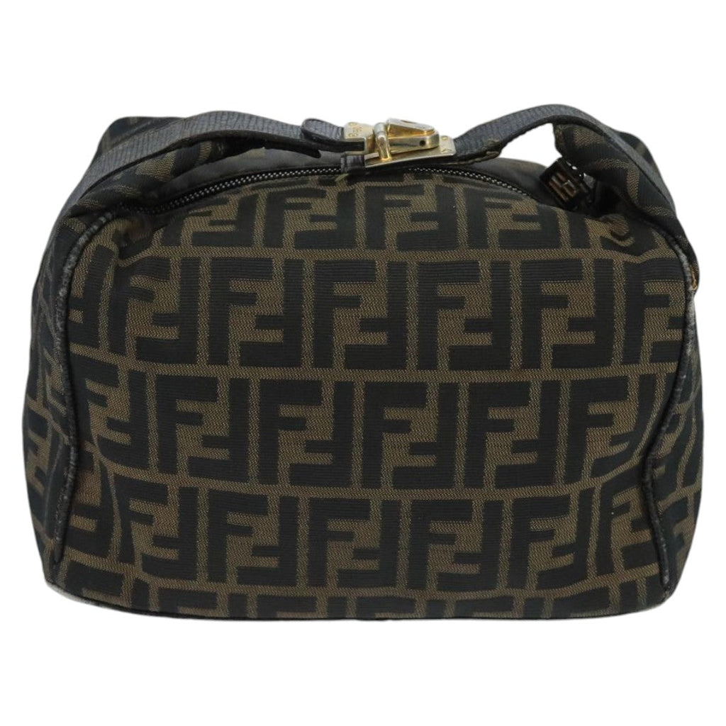 FENDI Zucca Canvas Vanity Pouch Brown Black Gold 98904