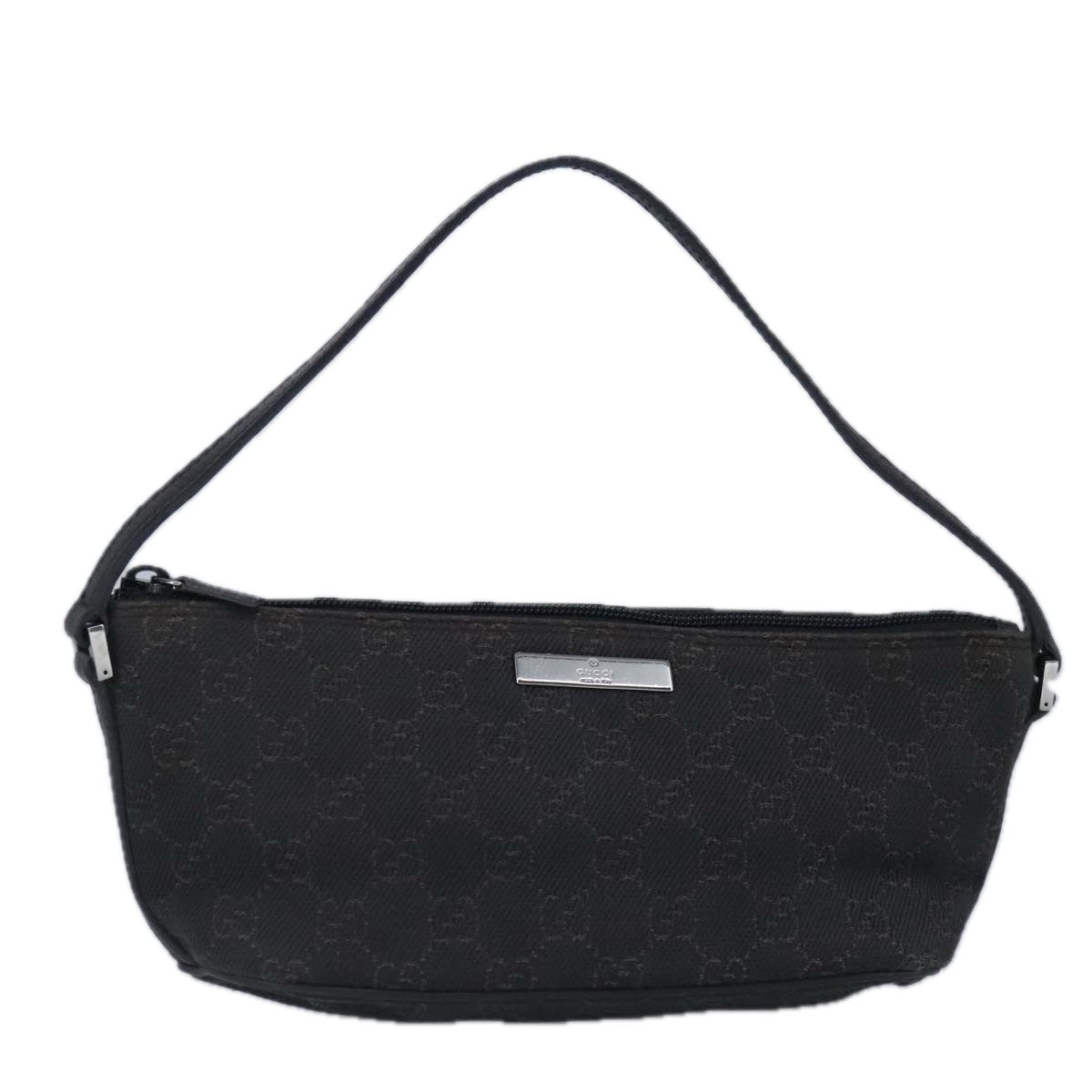 GUCCI GG Canvas Pouch Brown Silver 07198 98923