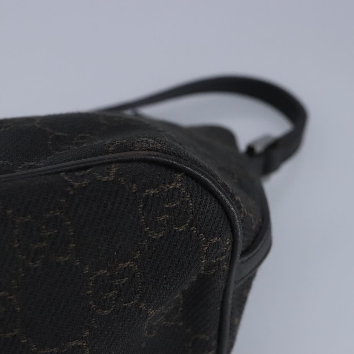 GUCCI GG Canvas Pouch Brown Silver 07198 98923