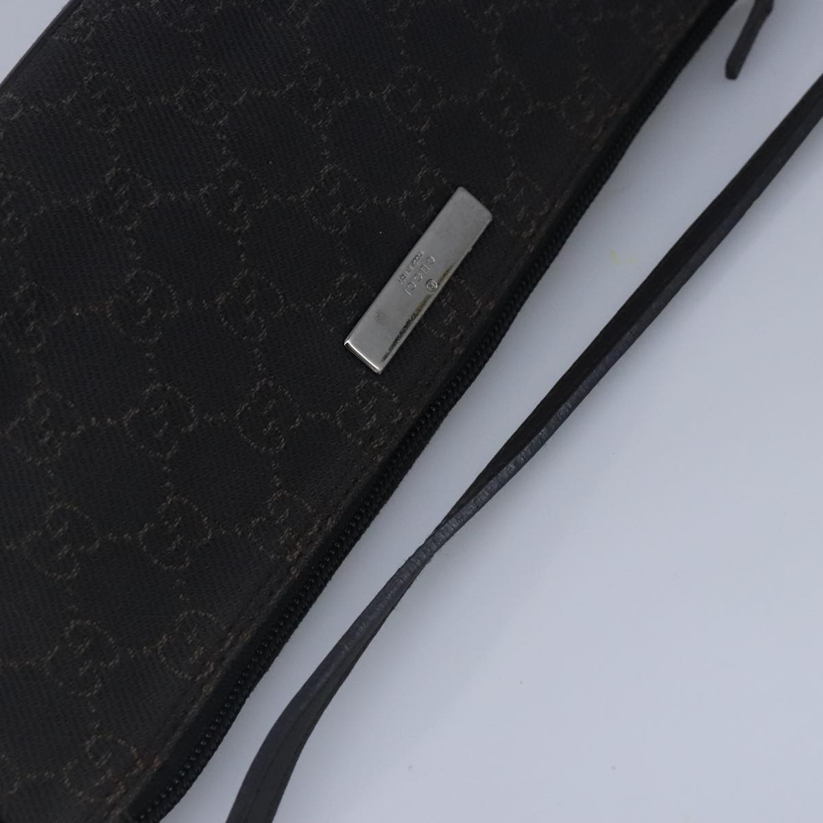 GUCCI GG Canvas Pouch Brown Silver 07198 98923