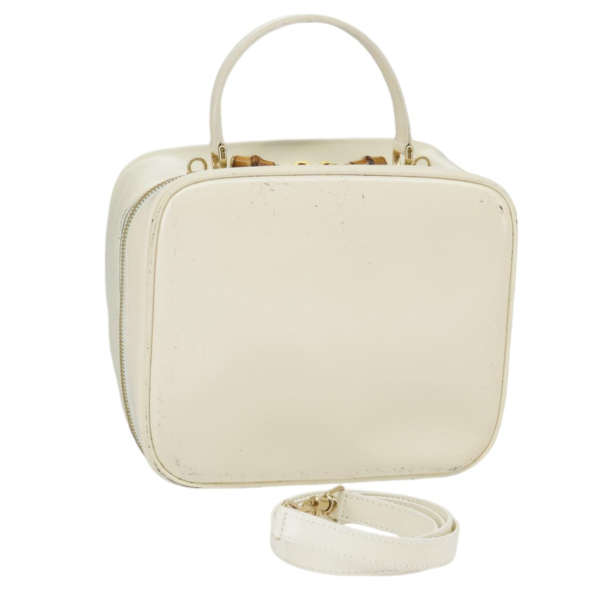 GUCCI Hand Bag Patent leather 2way Cream Gold 98924
