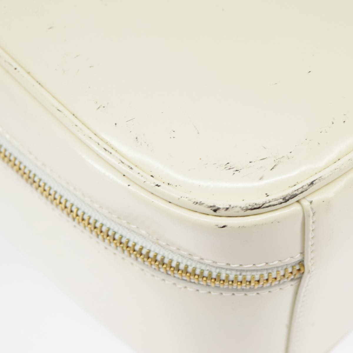 GUCCI Hand Bag Patent leather 2way Cream Gold 98924