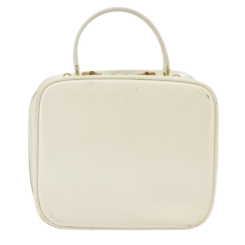 GUCCI Hand Bag Patent leather 2way Cream Gold 98924