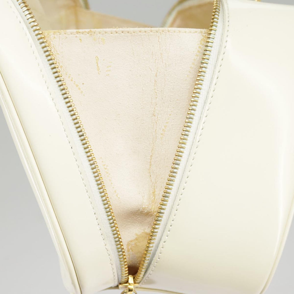 GUCCI Hand Bag Patent leather 2way Cream Gold 98924