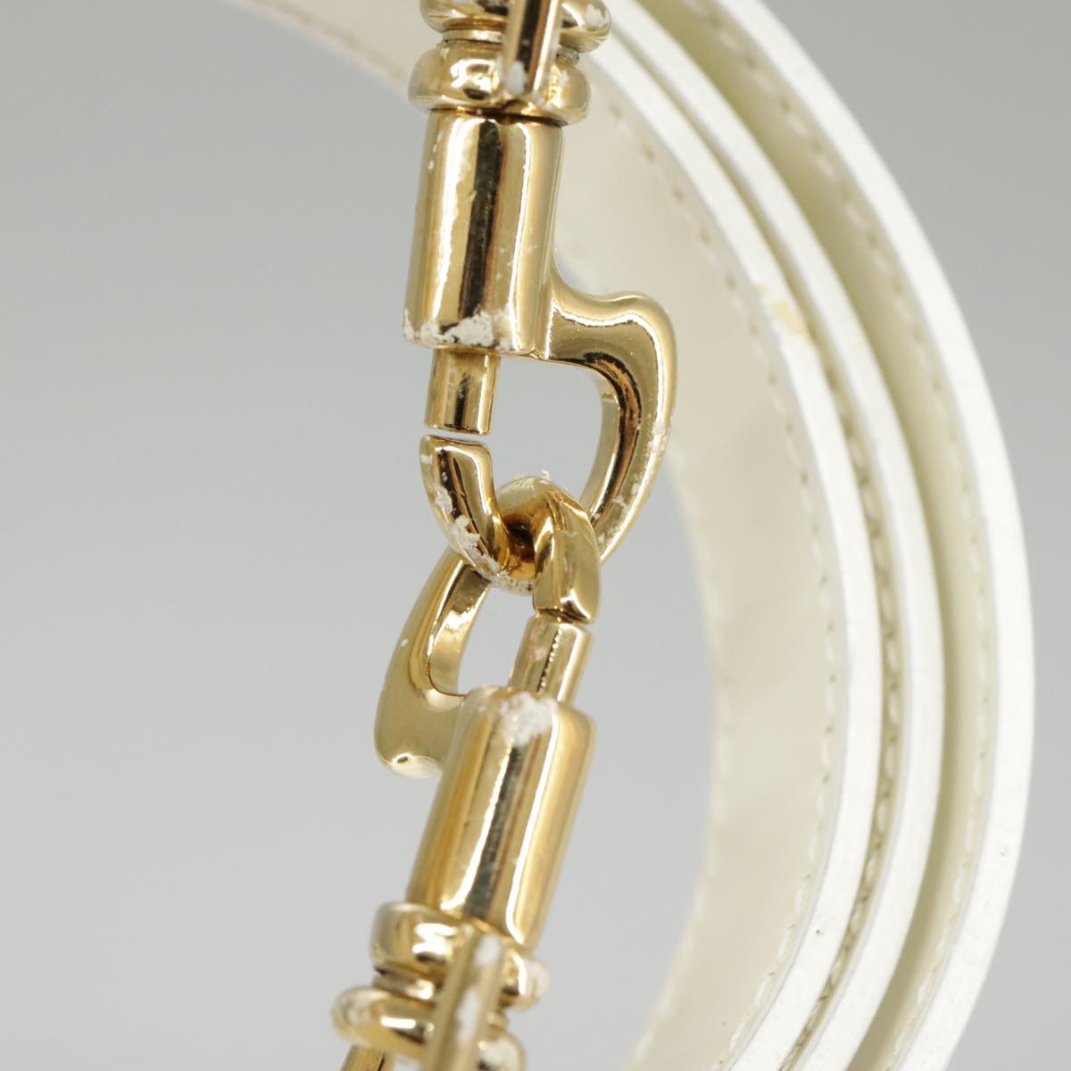 GUCCI Hand Bag Patent leather 2way Cream Gold 98924