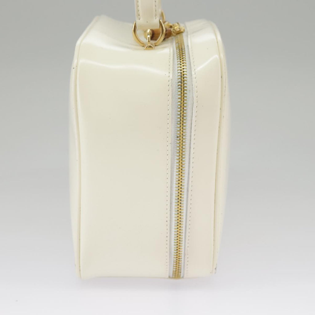 GUCCI Hand Bag Patent leather 2way Cream Gold 98924
