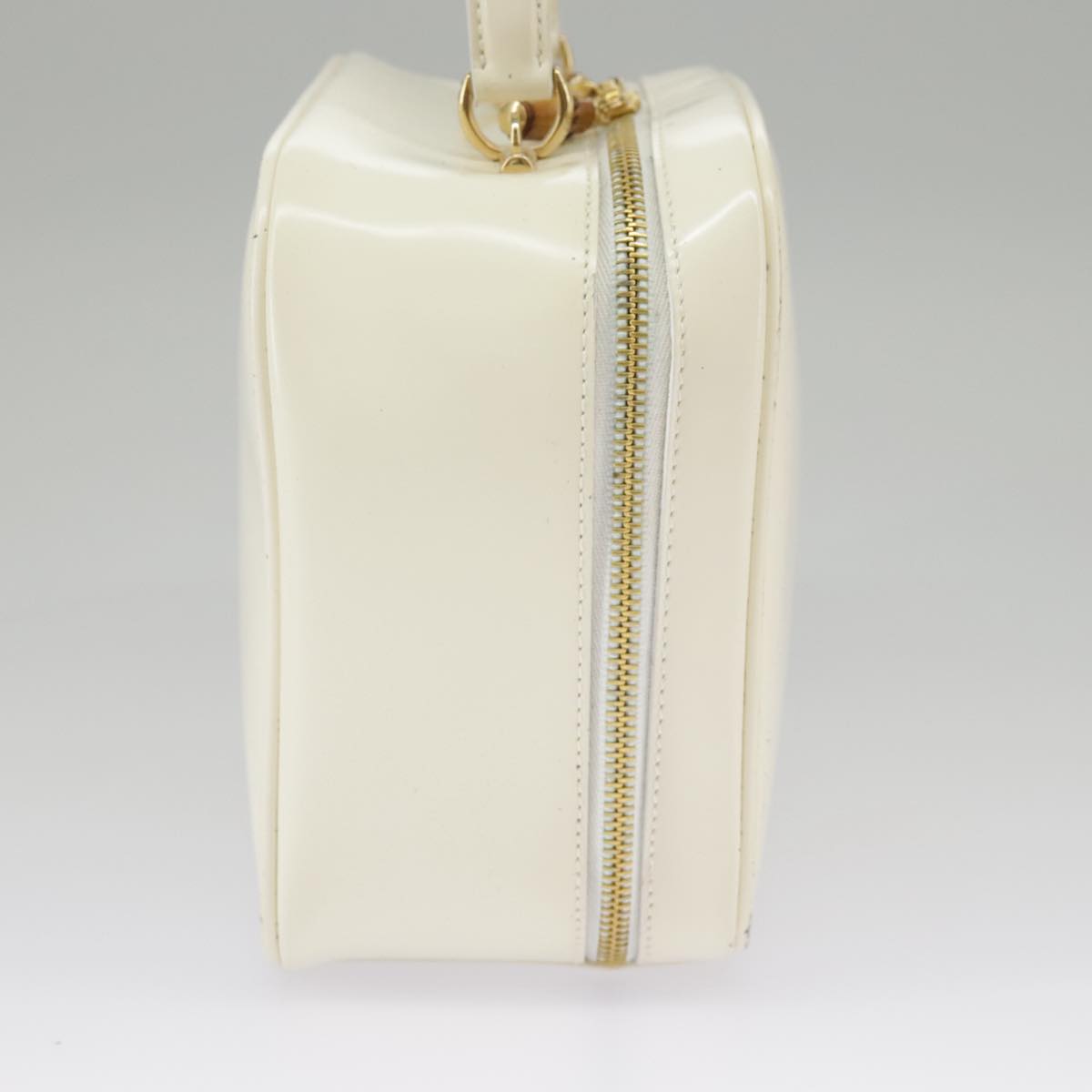 GUCCI Hand Bag Patent leather 2way Cream Gold 98924