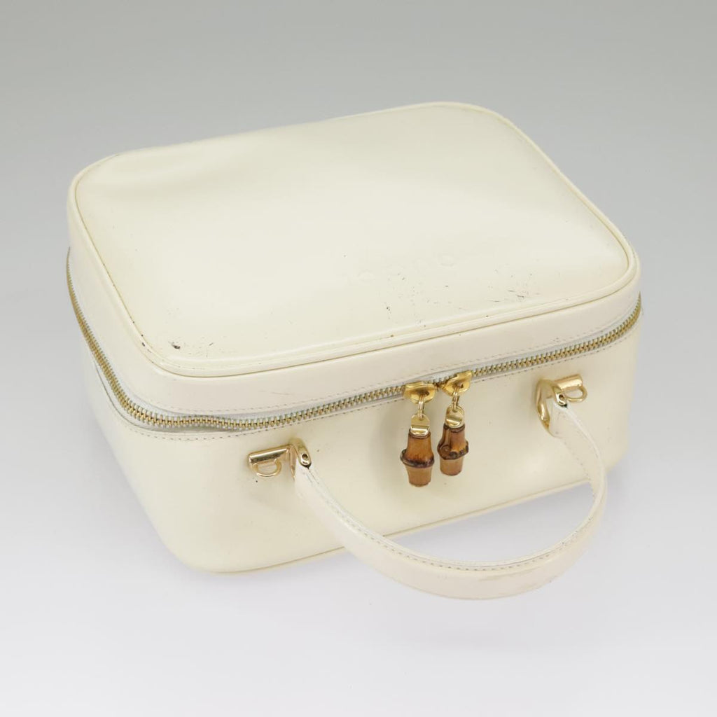 GUCCI Hand Bag Patent leather 2way Cream Gold 98924