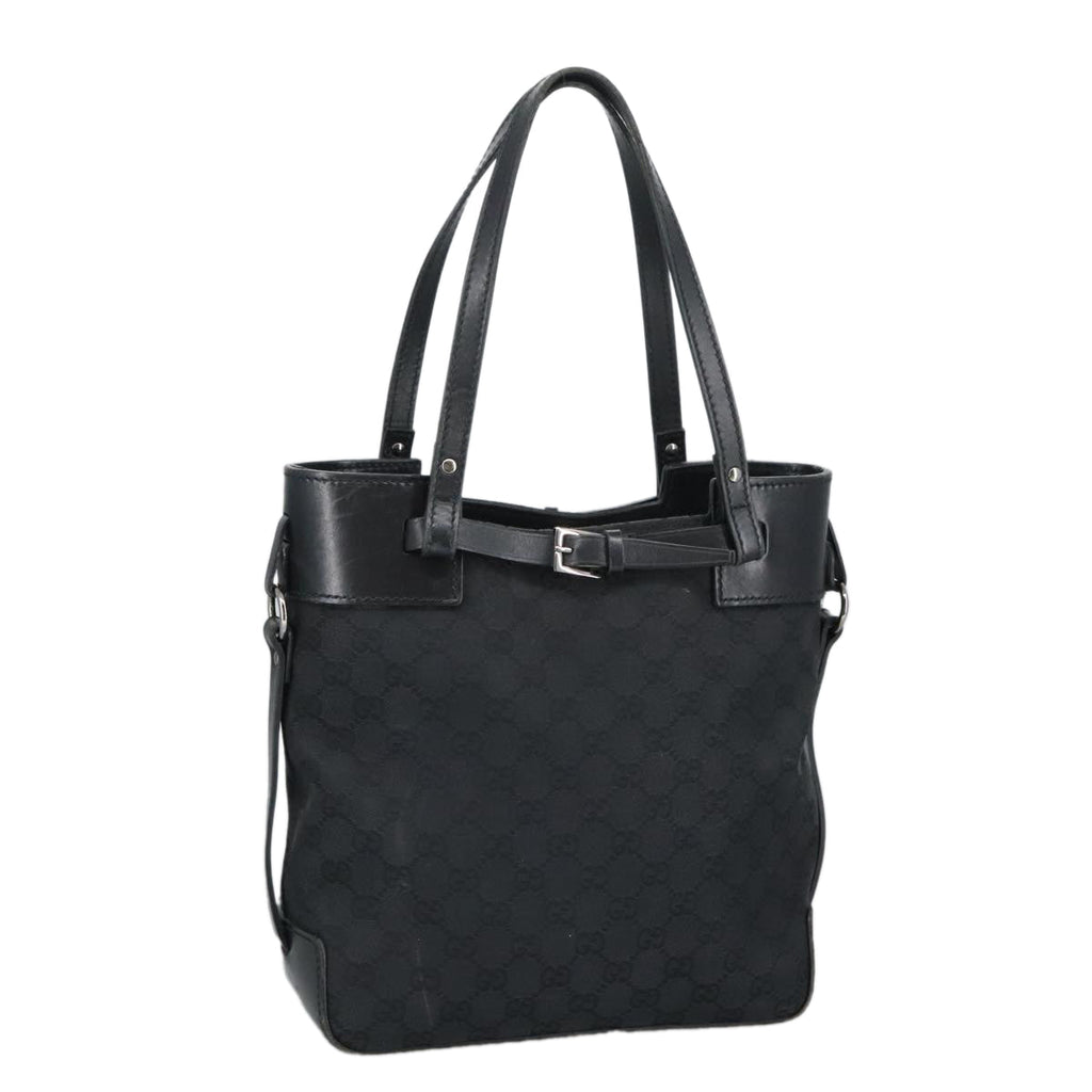 GUCCI GG Canvas Tote Bag Black Silver 107757 98925