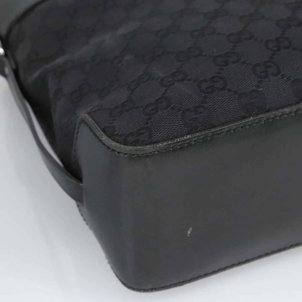 GUCCI GG Canvas Tote Bag Black Silver 107757 98925