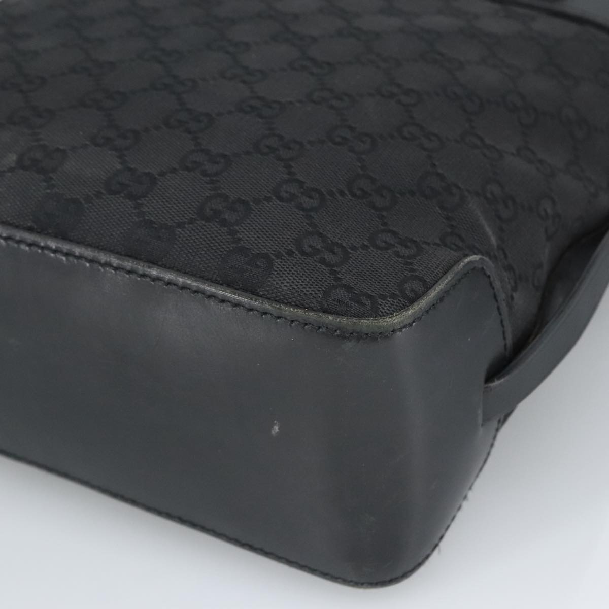 GUCCI GG Canvas Tote Bag Black Silver 107757 98925
