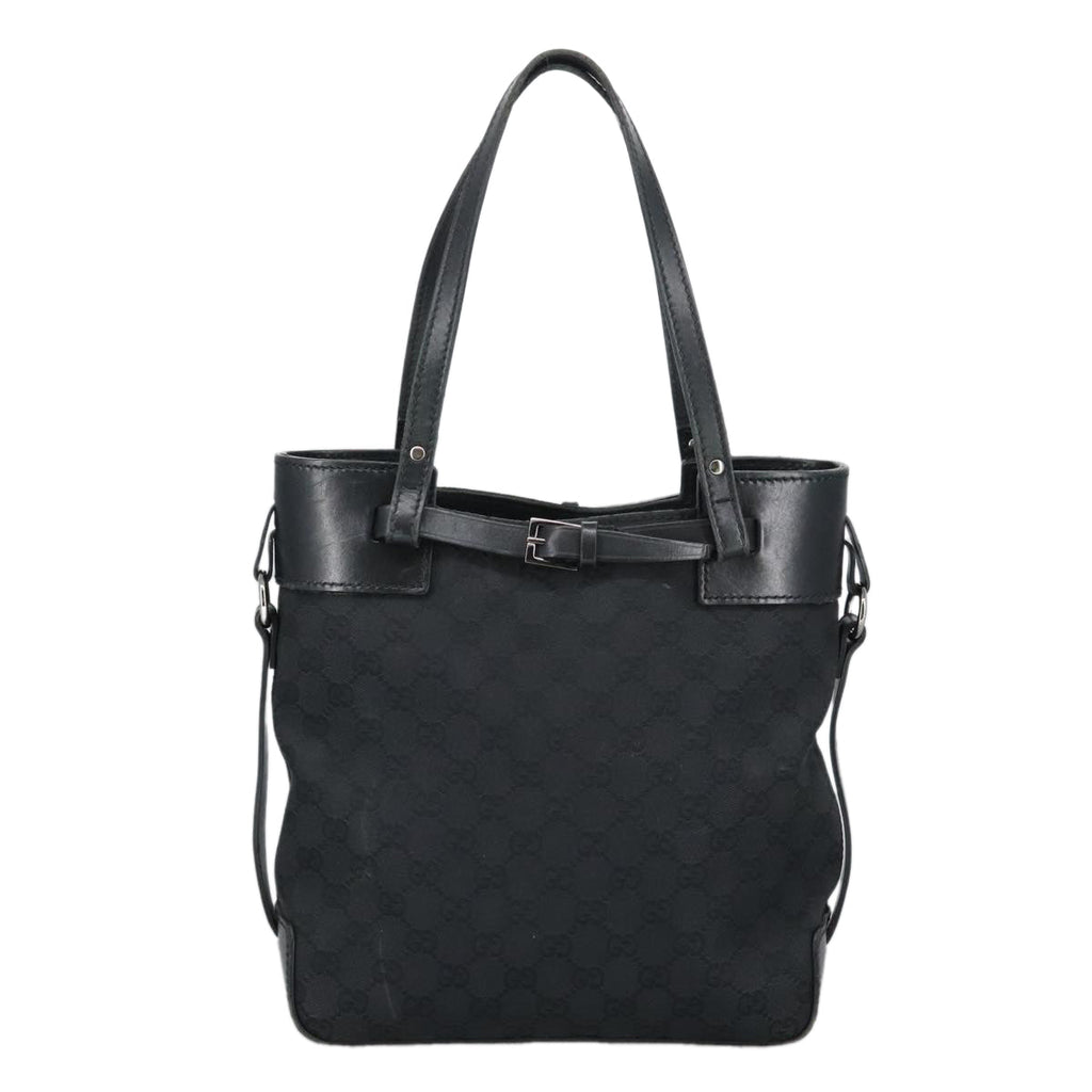 GUCCI GG Canvas Tote Bag Black Silver 107757 98925