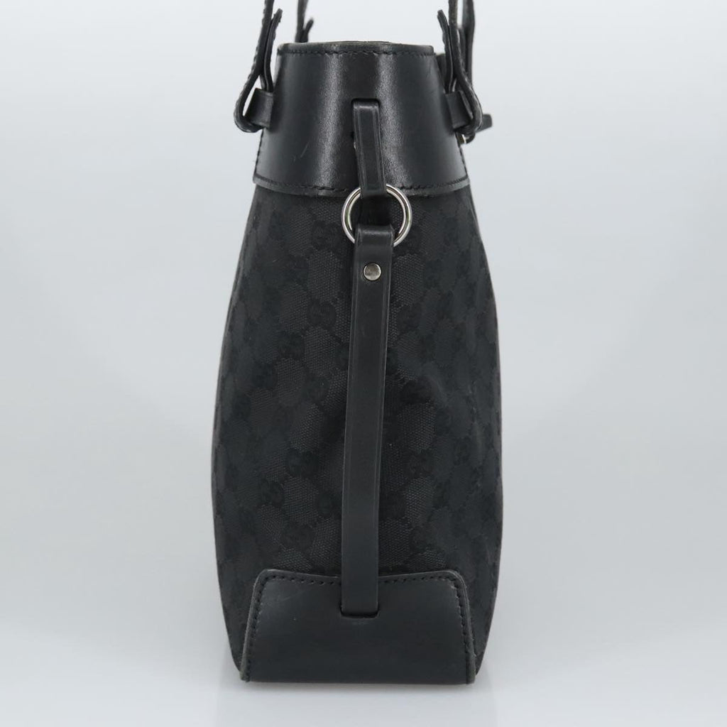 GUCCI GG Canvas Tote Bag Black Silver 107757 98925
