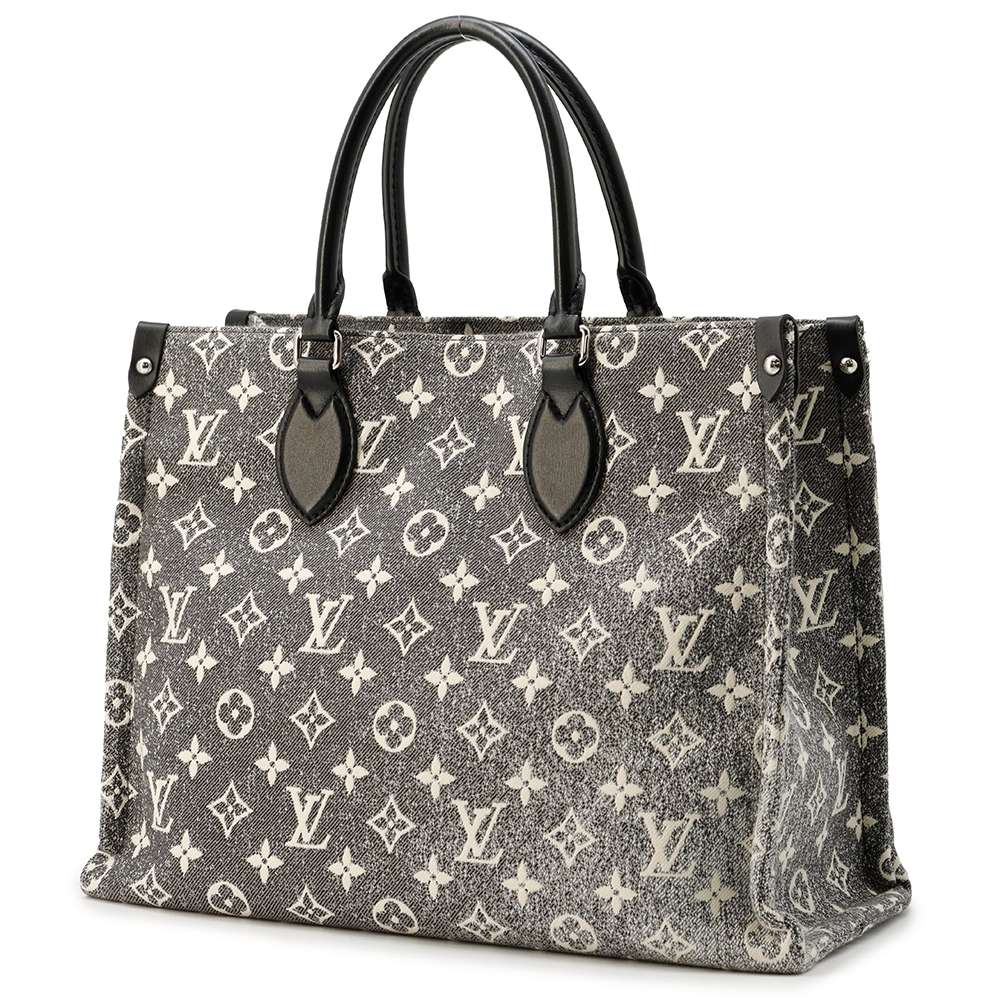 LOUIS VUITTON Onthego Noir/White M46448 Monogram・Jacquard Denim Size MM