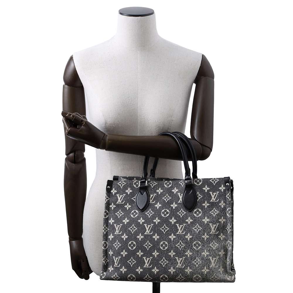 LOUIS VUITTON Onthego Noir/White M46448 Monogram・Jacquard Denim Size MM