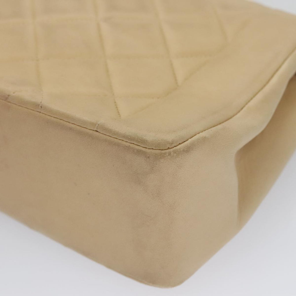 CHANEL Matelasse Chain Diana Shoulder Bag Lamb Skin Beige Gold CC 98933