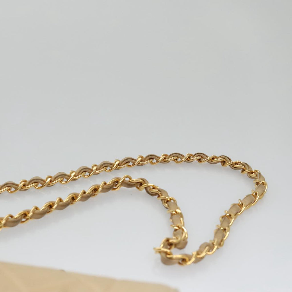 CHANEL Matelasse Chain Diana Shoulder Bag Lamb Skin Beige Gold CC 98933