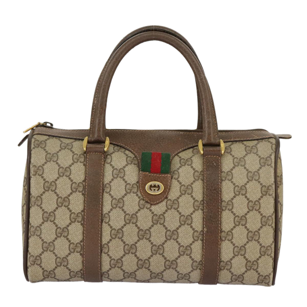 GUCCI GG Supreme Web Sherry Line Boston Bag PVC Beige Red 39 02 006 98939