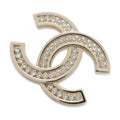 CHANEL CC Logo Brooch Champagne Gold Metal Rhinestone