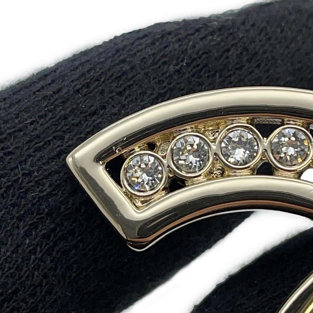 CHANEL CC Logo Brooch Champagne Gold Metal Rhinestone