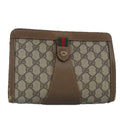 GUCCI GG Supreme Web Sherry Line Clutch Bag PVC Beige Red 98953