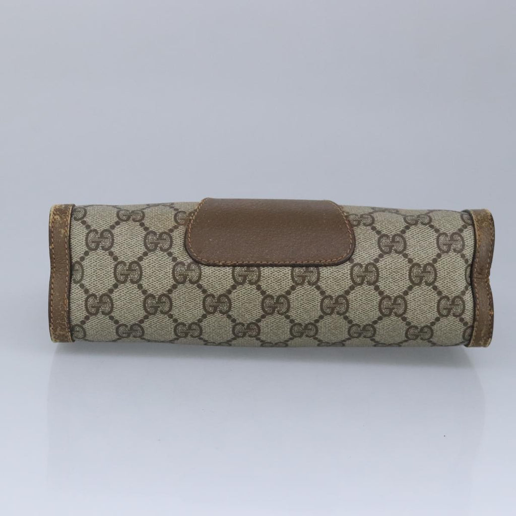 GUCCI GG Supreme Web Sherry Line Clutch Bag PVC Beige Red 98953