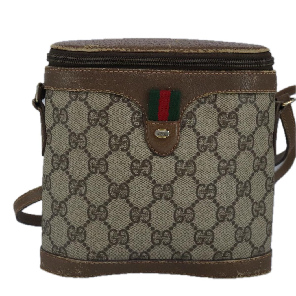 GUCCI GG Supreme Web Sherry Line Shoulder Bag PVC Beige Red 98956