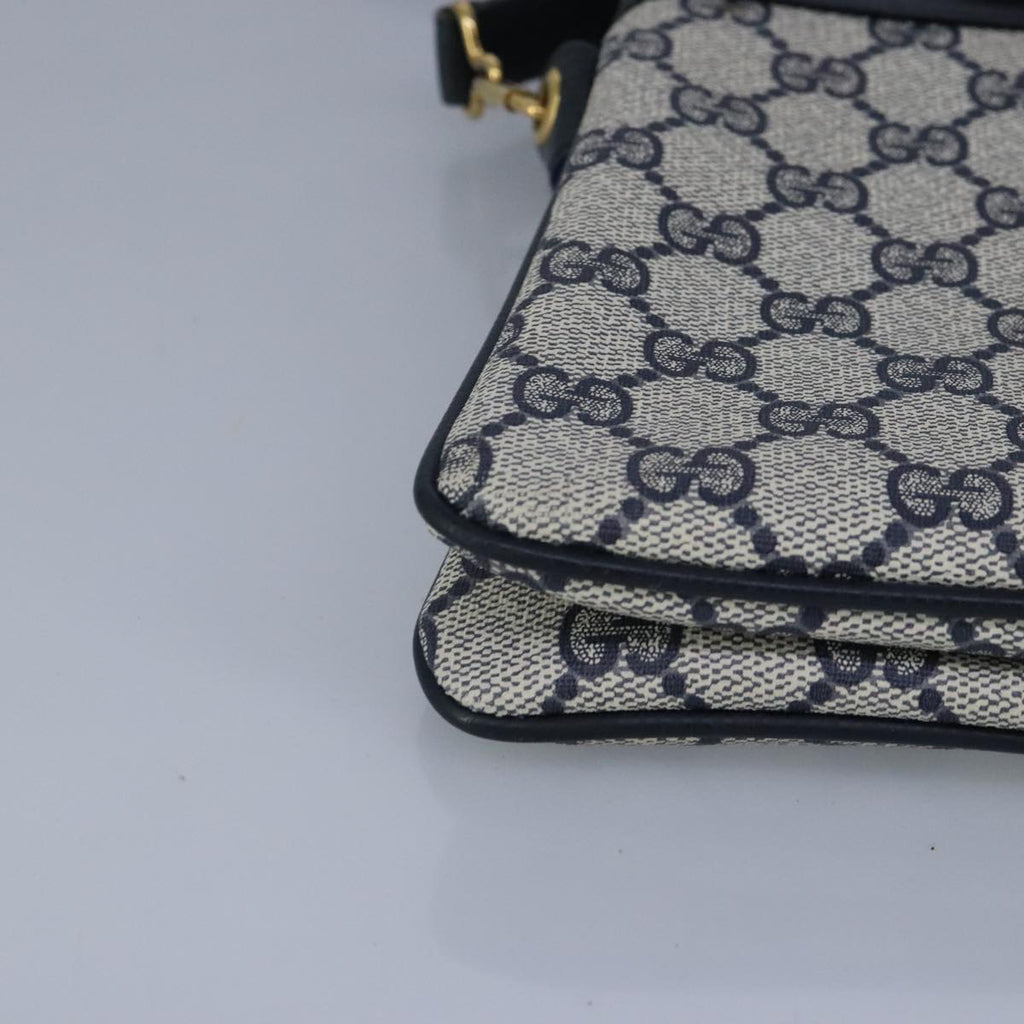 GUCCI GG Supreme Sherry Line Shoulder Bag PVC Navy Gold 98968