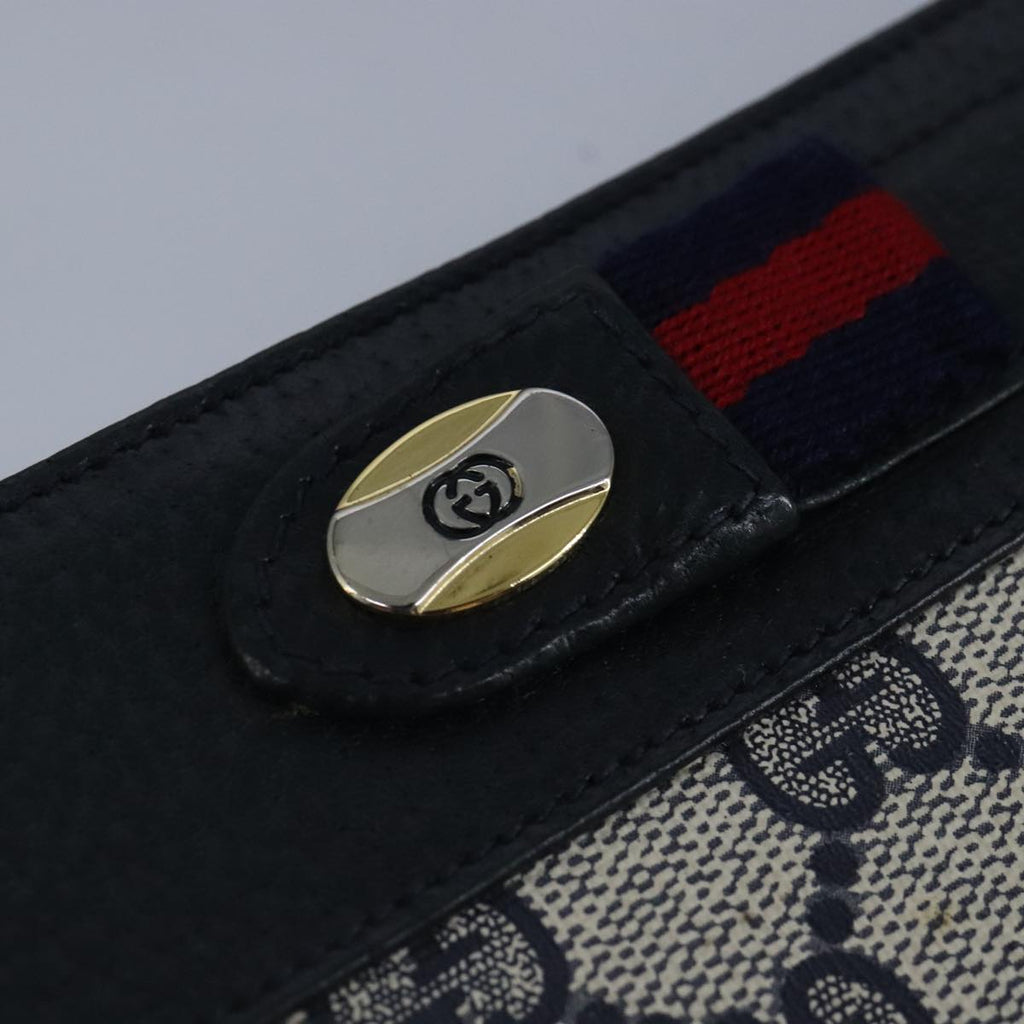 GUCCI GG Supreme Sherry Line Shoulder Bag PVC Navy Gold 98968